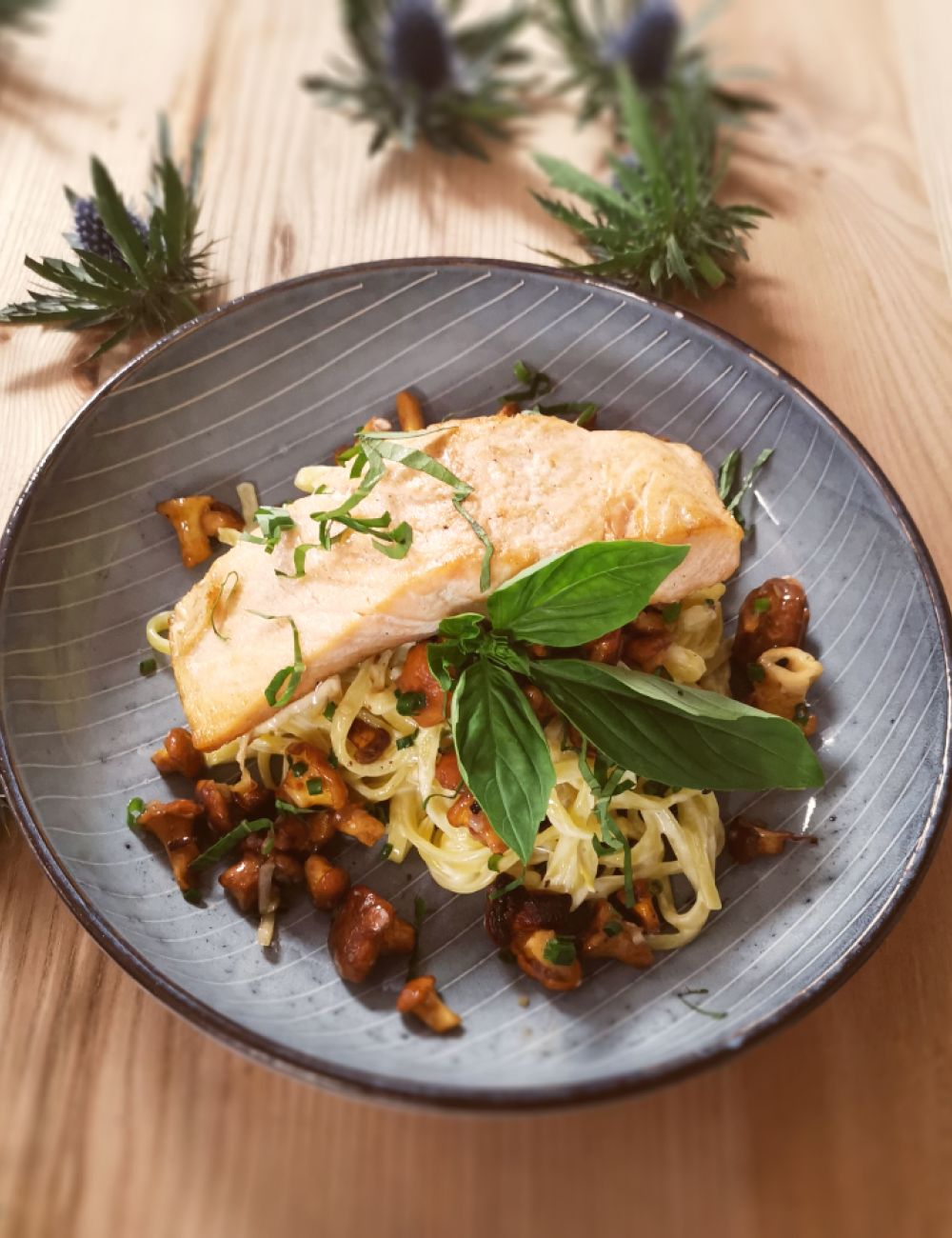 Lachs mit Pilzen